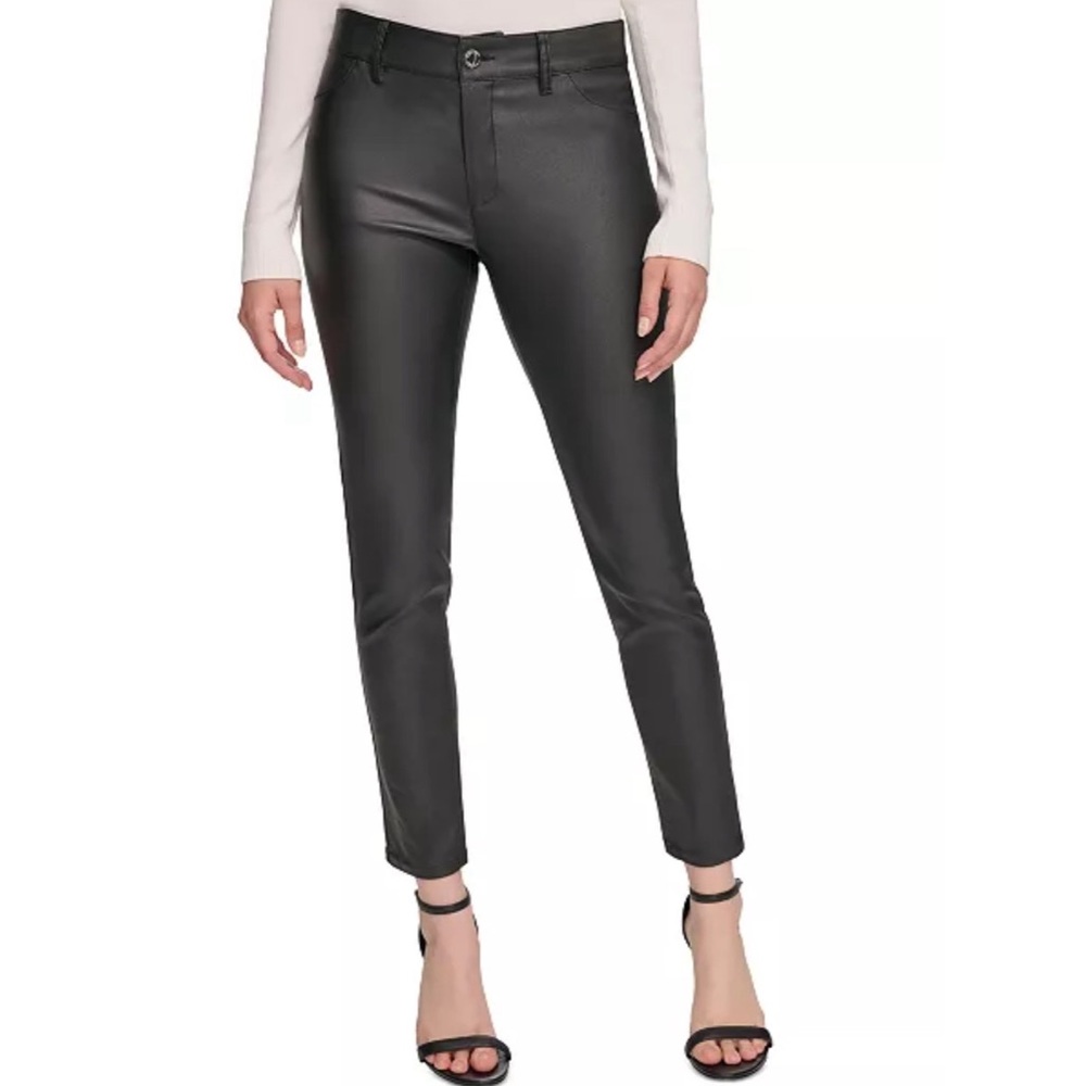 CALVIN KLEIN Women's Coated Skinny Pants In Black Size 12